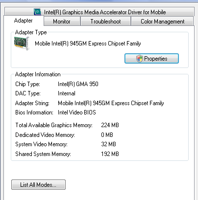 mobile intel 945 express windows 10